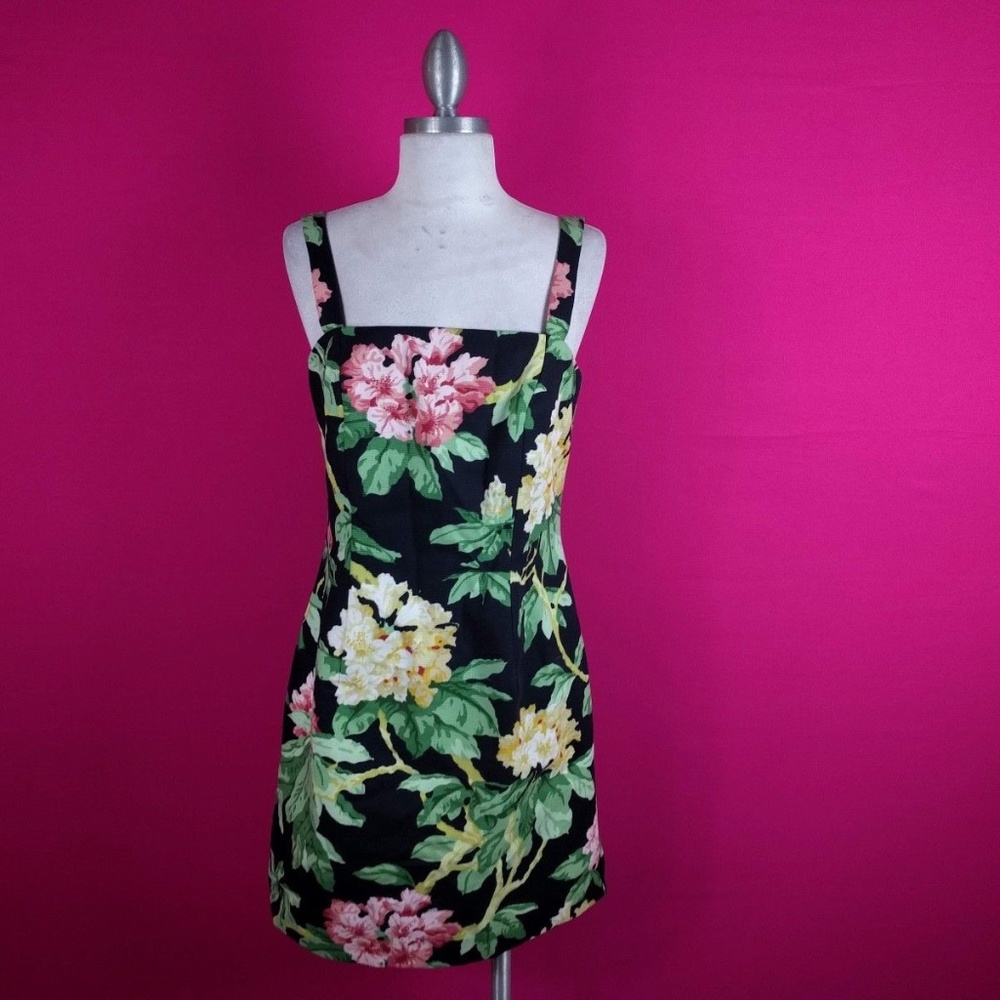 @ Deborah Lewis sz 6 floral Black Sheath Dress